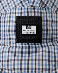 Weekend Offender Zabit Peaked Trapper Hat Blue House Check -Warm Knit Wear Sales ACAW23 07 ZABIT BLUE HOUSE CHECK 0695