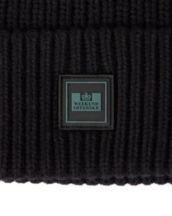 Weekend Offender Kettama Rib Beanie Black -Warm Knit Wear Sales ACAW2302 KETTAMA BLACK 5162