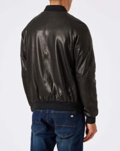 Weekend Offender Wythenshawe Leather Jacket Black -Warm Knit Wear Sales AW22 LEATHER JACKET MODEL 0562