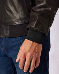 Weekend Offender Wythenshawe Leather Jacket Black -Warm Knit Wear Sales AW22 LEATHER JACKET MODEL 0567