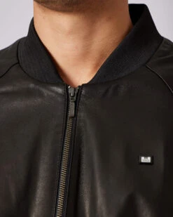 Weekend Offender Wythenshawe Leather Jacket Black -Warm Knit Wear Sales AW22 LEATHER JACKET MODEL 0570