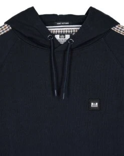 Weekend Offender Lo Sung Hoodie Navy/House Check -Warm Knit Wear Sales HDAW2311 LO SUNG NAVCY HOUSE CHECK 3730