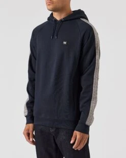 Weekend Offender Lo Sung Hoodie Navy/House Check -Warm Knit Wear Sales HDAW2311 LO SUNG NAVY HOUSE CHECK 0149 MODEL