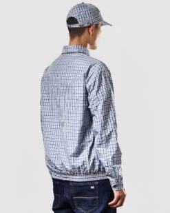 Weekend Offender Campbell Harrington Jacket Blue House Check -Warm Knit Wear Sales JKAW2309 CAMPBELL BLUE CHECK 1109 MODEL