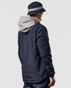 Weekend Offender Saunders Parachute Jacket Navy/House Check -Warm Knit Wear Sales JKAW2310 SAUNDERS NAVY HOUSE CHECK 1413 MODEL