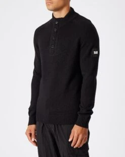Weekend Offender Castillos Knitted Quarter Neck Sweatshirt Black -Warm Knit Wear Sales KWAW22 05 CASTILLOS BLACK 0171 MODEL