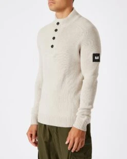 Weekend Offender Castillos Knitted Quarter Neck Sweatshirt Pumice -Warm Knit Wear Sales KWAW22 05 CASTILLOS PUMICE 0151 MODEL