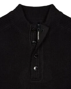 Weekend Offender Castillos Knitted Quarter Neck Sweatshirt Black -Warm Knit Wear Sales KWAW22 05 CASTILLOS AW22 BLACK 9992