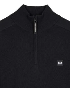 Weekend Offender Pierre Knitted Quarter Zip Sweater Black -Warm Knit Wear Sales KWAW23 11 PIERRE BLACK 3071