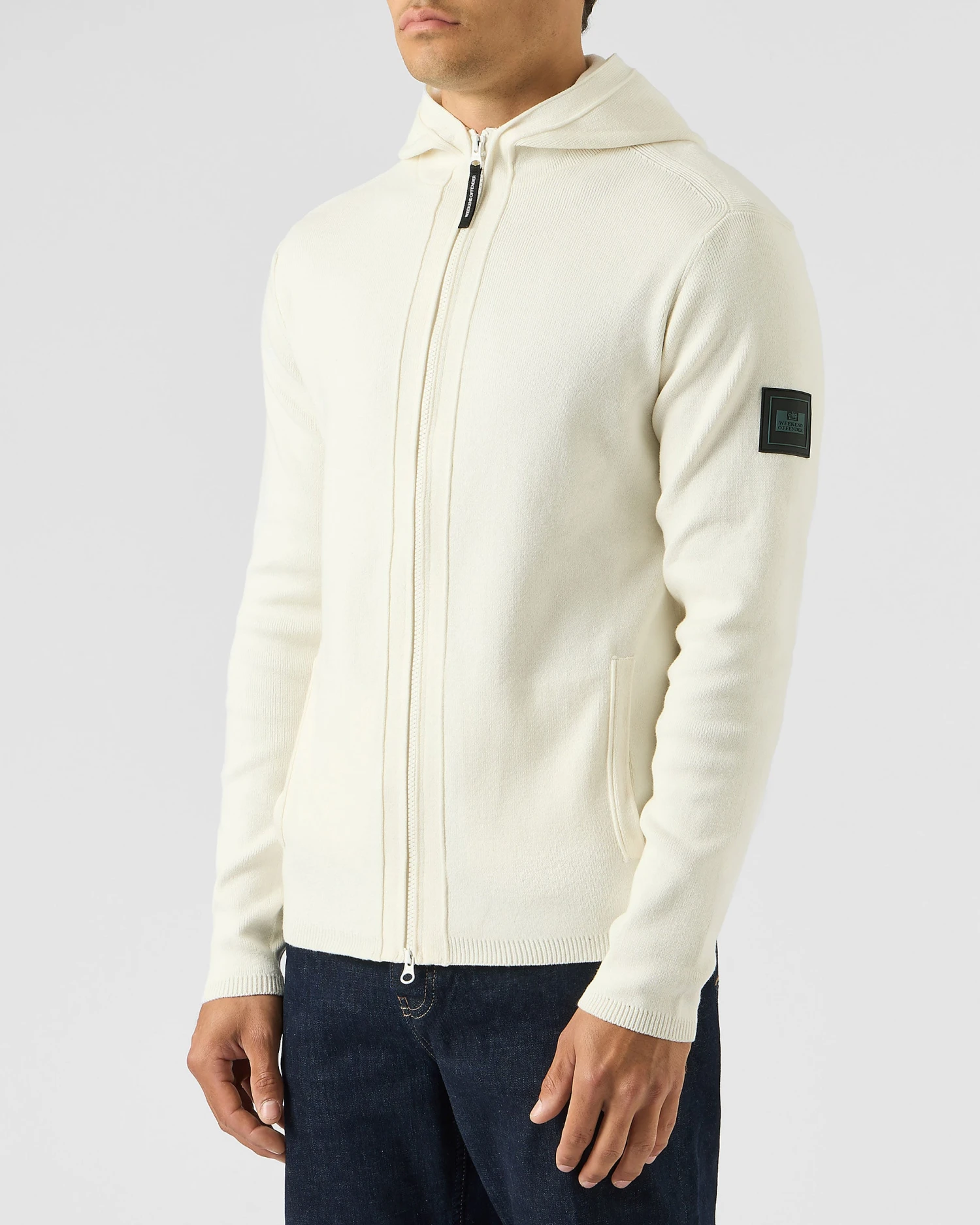 Weekend Offender Enzo Knitted Zip Hooded Sweater Winter White 2 Weekend Offender Enzo Knitted Zip Hooded Sweater Winter White - Image 2