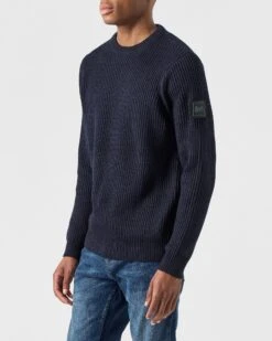 Weekend Offender Couto Knitted Sweater Navy -Warm Knit Wear Sales KWAW2307 COUTO NAVY 0042 MODEL