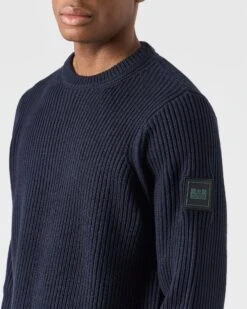 Weekend Offender Couto Knitted Sweater Navy -Warm Knit Wear Sales KWAW2307 COUTO NAVY 0043 MODEL