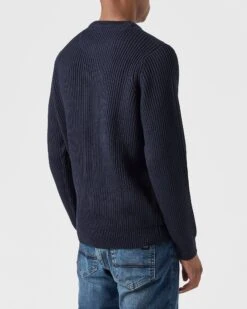 Weekend Offender Couto Knitted Sweater Navy -Warm Knit Wear Sales KWAW2307 COUTO NAVY 0044 MODEL
