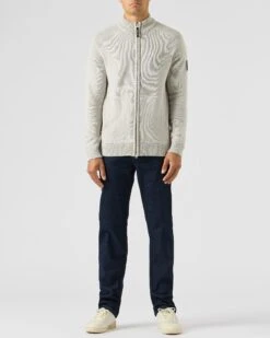 Weekend Offender Dexter Knitted Zip Sweater Strato Grey -Warm Knit Wear Sales KWAW2309 DEXTER STRATO GREY 1960 MODEL
