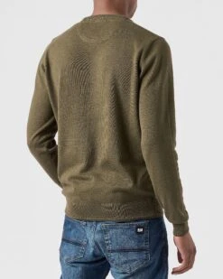 Weekend Offender Solace Knitted Sweater Dark Green -Warm Knit Wear Sales KWAW2310 SOLACE DARK GREEN 0073 MODEL