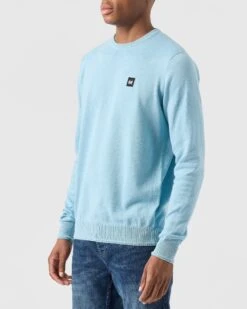 Weekend Offender Solace Knitted Sweater Winter Sky Blue -Warm Knit Wear Sales KWAW2310 SOLACE WINTER SKY 0077 MODEL