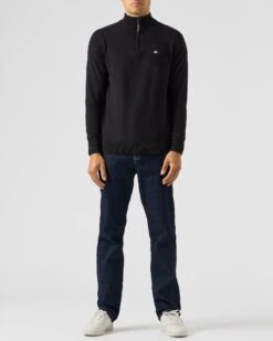 Weekend Offender Pierre Knitted Quarter Zip Sweater Black -Warm Knit Wear Sales KWAW2311 PIERRE BLACK 1975 MODEL