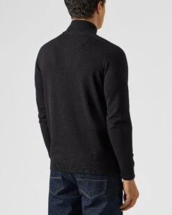 Weekend Offender Pierre Knitted Quarter Zip Sweater Black -Warm Knit Wear Sales KWAW2311 PIERRE BLACK 1977 MODEL