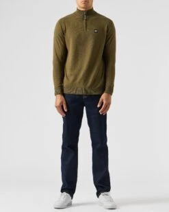 Weekend Offender Pierre Knitted Quarter Zip Sweater Dark Green -Warm Knit Wear Sales KWAW2311 PIERRE DARK GREEN 1967 MODEL