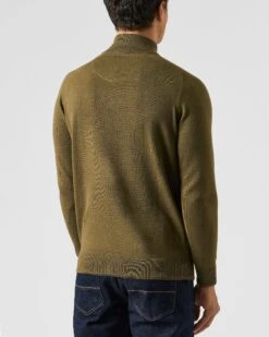 Weekend Offender Pierre Knitted Quarter Zip Sweater Dark Green -Warm Knit Wear Sales KWAW2311 PIERRE DARK GREEN 1970 MODEL