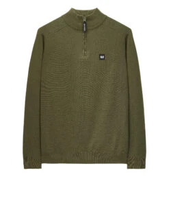 Weekend Offender Pierre Knitted Quarter Zip Sweater Dark Green
