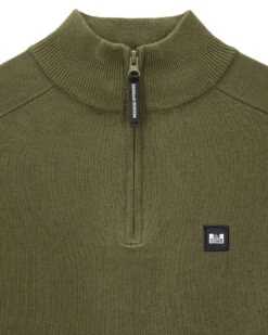 Weekend Offender Pierre Knitted Quarter Zip Sweater Dark Green -Warm Knit Wear Sales KWAW2311 PIERRE DARK GREEN 5741