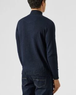 Weekend Offender Pierre Knitted Quarter Zip Sweater Navy -Warm Knit Wear Sales KWAW2311 PIERRE NAVY 1973 MODEL