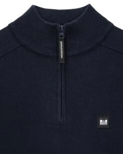 Weekend Offender Pierre Knitted Quarter Zip Sweater Navy -Warm Knit Wear Sales KWAW2311 PIERRE NAVY 5737