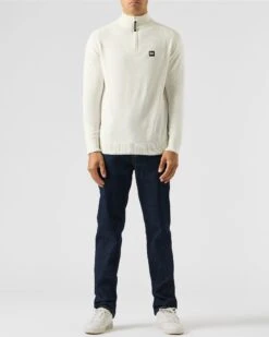 Weekend Offender Pierre Knitted Quarter Zip Sweater Winter White -Warm Knit Wear Sales KWAW2311 PIERRE WINTER WHITE 1978 MODEL