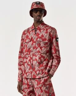 Weekend Offender Waya Over-Shirt Blaze Red Rain Camo -Warm Knit Wear Sales OSSS2420 WAYA CAMO BLAZE RAIN 6920