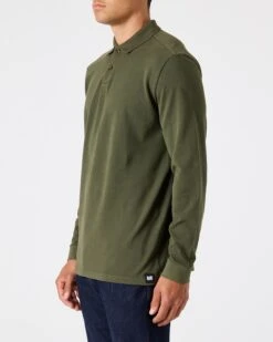 Weekend Offender Austin Long Sleeve Polo Shirt Dark Green -Warm Knit Wear Sales PO AW22 14 AUSTIN DARK GREEN MODEL 2112