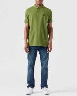 Weekend Offender Caneiros Polo Shirt Seaweed Green -Warm Knit Wear Sales POAW2301 CANIEROS SEAWEED 0175 MODEL