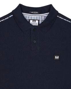 Weekend Offender Sakai Polo Shirt Navy/Blue House Check -Warm Knit Wear Sales POAW2309 SAKAI NAVY BLUE CHECK 0869