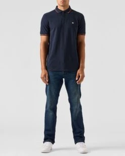 Weekend Offender Colombi Polo Shirt Navy -Warm Knit Wear Sales POAW2311 COLOMBI NAVY 0531 MODEL