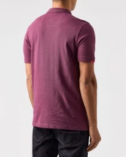 Weekend Offender Rivas Polo Shirt Deep Plum -Warm Knit Wear Sales POAW2312 RIVAS DEEP PLUM 0569 MODEL