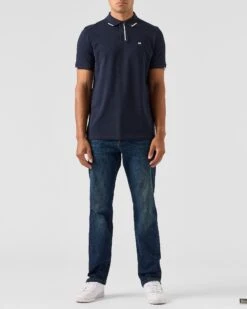 Weekend Offender Rivas Polo Shirt Navy 9 Weekend Offender Rivas Polo Shirt Navy -Warm Knit Wear Sales POAW2312 RIVAS NAVY 0527 MODEL