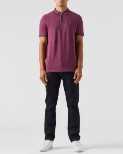 Weekend Offender Shore Polo Shirt Deep Plum -Warm Knit Wear Sales POAW2313 SHORE DEEP PLUM 0562 MODEL