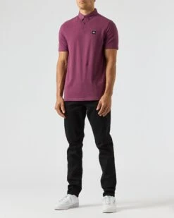 Weekend Offender Schooling Polo Shirt Deep Plum -Warm Knit Wear Sales POAW2316 SCHOOLING DEEP PLUM 1911 MODEL