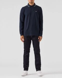 Weekend Offender Carola Long Sleeve Polo Shirt Navy/Blue House Check -Warm Knit Wear Sales POAW2318 CAROLA NAVY BLUE CHECK 0098