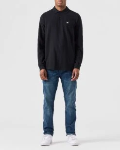 Weekend Offender Dice Long Sleeve Polo Shirt Black -Warm Knit Wear Sales POAW2320 DICE BLACK 0187 MODEL