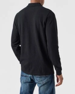 Weekend Offender Dice Long Sleeve Polo Shirt Black -Warm Knit Wear Sales POAW2320 DICE BLACK 0189 MODEL