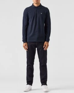 Weekend Offender Dice Long Sleeve Polo Shirt Navy -Warm Knit Wear Sales POAW2320 DICE NAVY 0605 MODEL