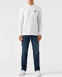 Weekend Offender Dice Long Sleeve Polo Shirt White -Warm Knit Wear Sales POAW2320 DICE WHITE 0522 MODEL
