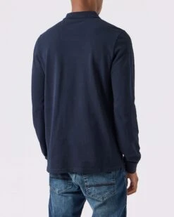 Weekend Offender Boman Long Sleeve Polo Shirt Navy -Warm Knit Wear Sales POAW2323 BOMAN NAVY 0210 MODEL