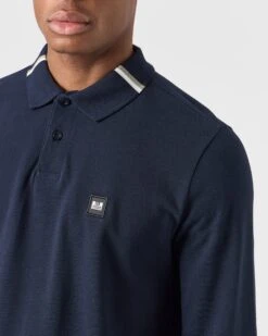 Weekend Offender Boman Long Sleeve Polo Shirt Navy -Warm Knit Wear Sales POAW2323 BOMAN NAVY 0212 MODEL