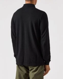 Weekend Offender Boman Long Sleeve Polo Shirt Black -Warm Knit Wear Sales POAW2323 BOWMAN BLACK 0232 MODEL