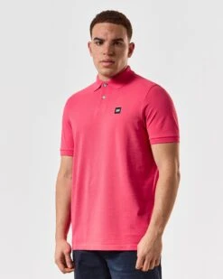Weekend Offender Caneiros Polo Shirt Anthurium Pink -Warm Knit Wear Sales POSS2401 CANEIROS ANTHURIUM 5454 MODEL