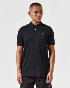Weekend Offender Caneiros Polo Shirt Black -Warm Knit Wear Sales POSS2401 CANEIROS BLACK 3821 MODEL
