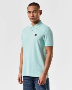 Weekend Offender Caneiros Polo Shirt Celeste Green -Warm Knit Wear Sales POSS2401 CANEIROS CELESTE 4043 MODEL