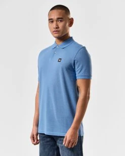 Weekend Offender Caneiros Polo Shirt Coastal Blue -Warm Knit Wear Sales POSS2401 CANEIROS COASTAL 3968 MODEL